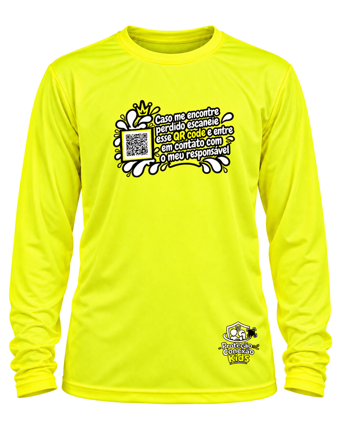 Camiseta Infantil Proteção e Conexão com QR Code — Amarela